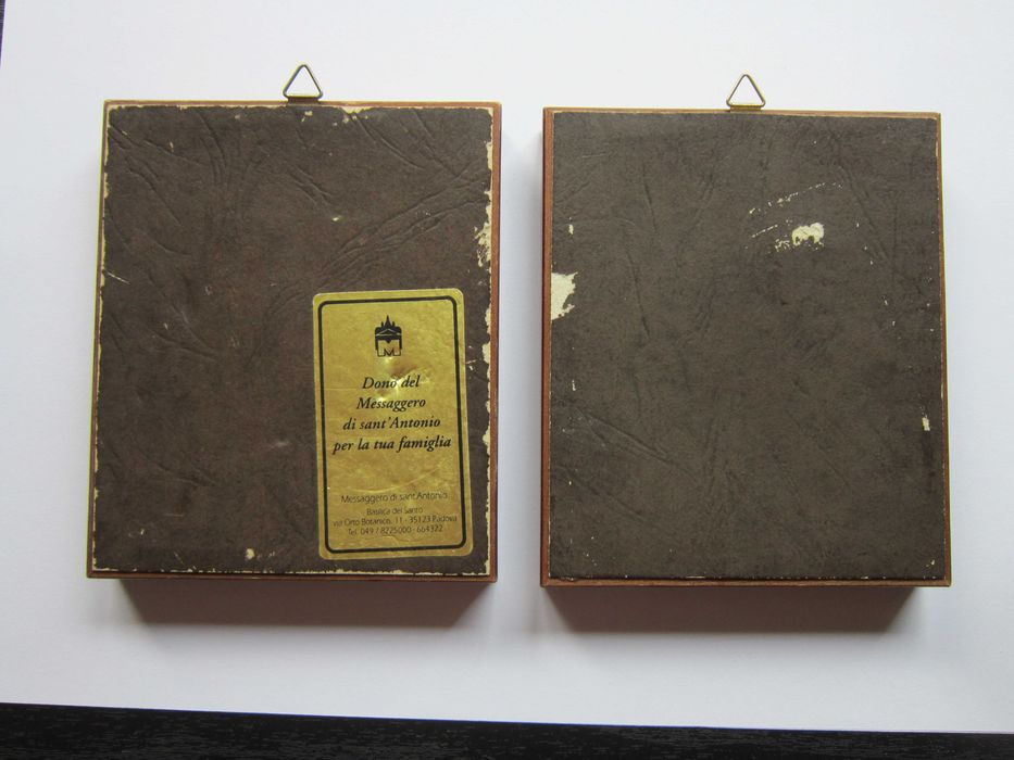 cadou rar Sf Anton de Padova 2xTablou Icoana placat argint Italia 1960