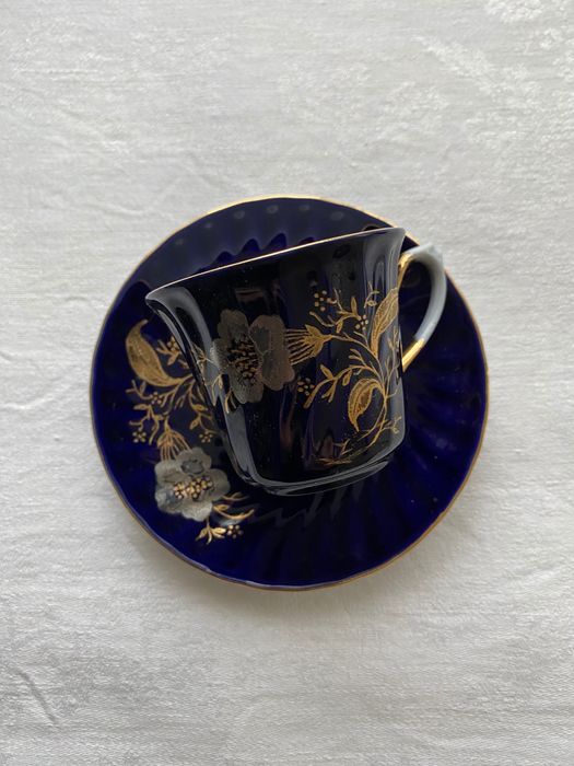 Serviciu de masa din portelan, cobalt, aur, pentru 12 persoane - Nou