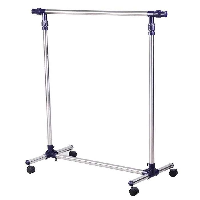 HOMCOM Закачалка за дрехи с колелца, регулируема по височина