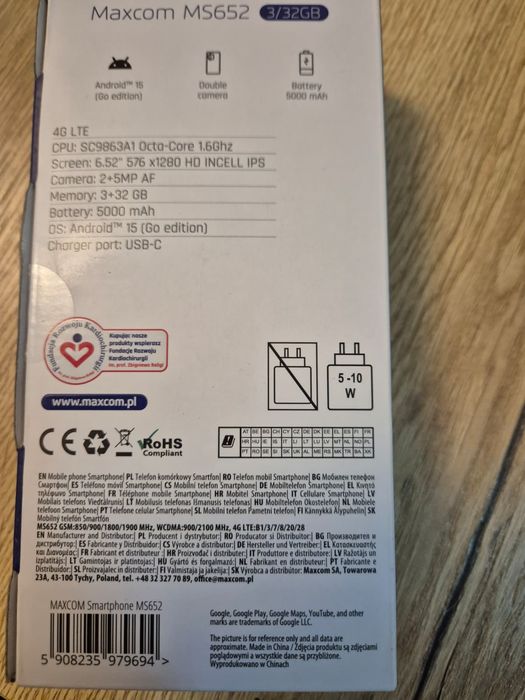 Vand telefon Maxcom MS652 nou ,Os Android 15,3 gb ram,32 gb stocare