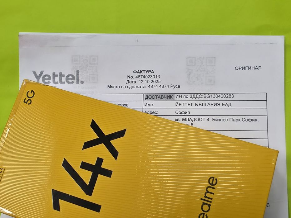 ЗАПЕЧАТАН 128GB Realme 14x 5G Yettel Гаранция 2028 Carbon Black /Черен