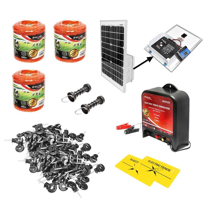 Kit complet gard electric 12V 3.5 Joule, lungime fir 1500m
