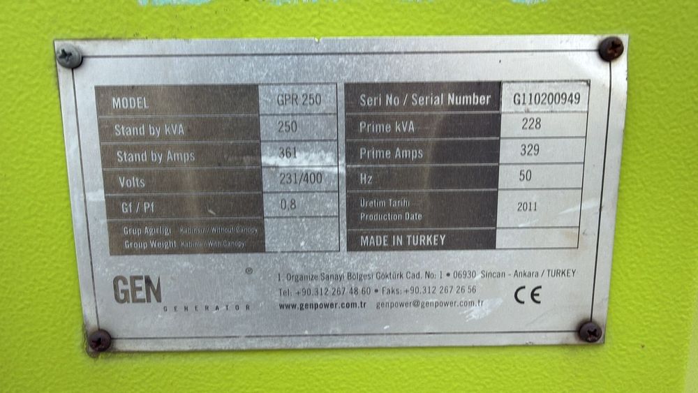 Генератор дизельный Genpower GPR-250