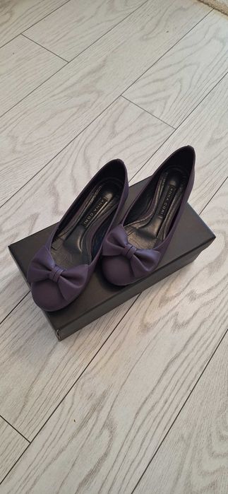 Pantofi balerini Anna Cori, piele naturala, culoare mov inchis