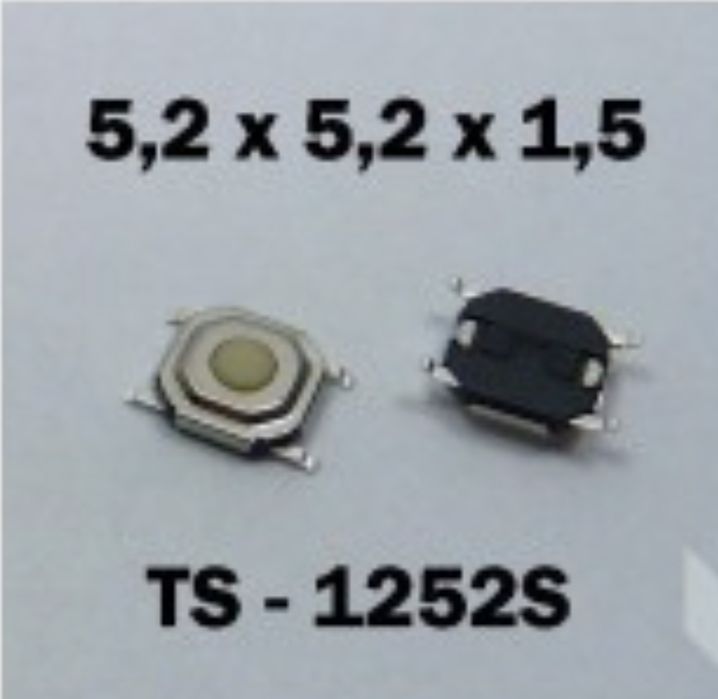 Микробутони (тактилен бутон) TS-1252S, 5.2x5.2x1.5мм, SMT 100бр.