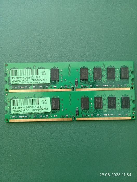 Kit memorii PC Zeppelin, 4Gb (2x2Gb), Ddr2, Frecvență 800MHz, cipuri Hynix,