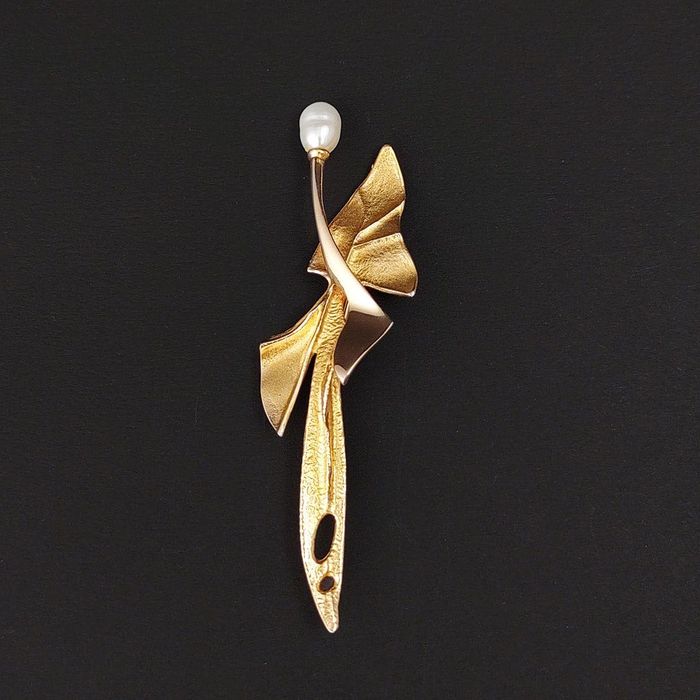 brosa de designer, Lapponia, anii '80, aur 14k, certif.