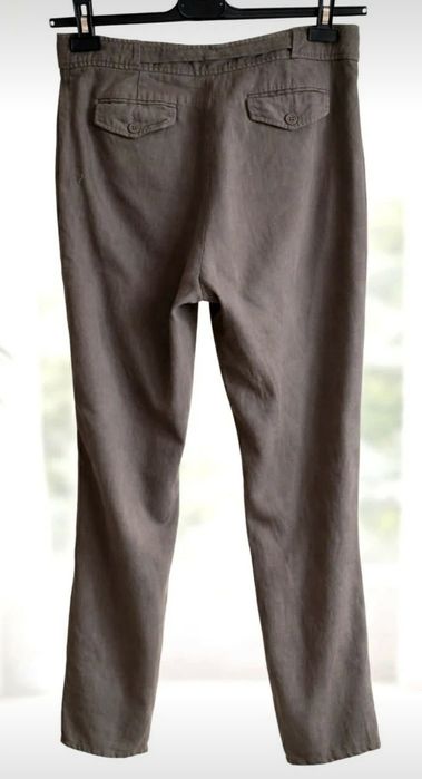 Pantaloni dama In Linea,maro din in si lana L