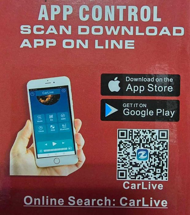 Авто MP3 Bluetooth плеър CarLive 1807BT, App control, 2 x USB, AUX, SD