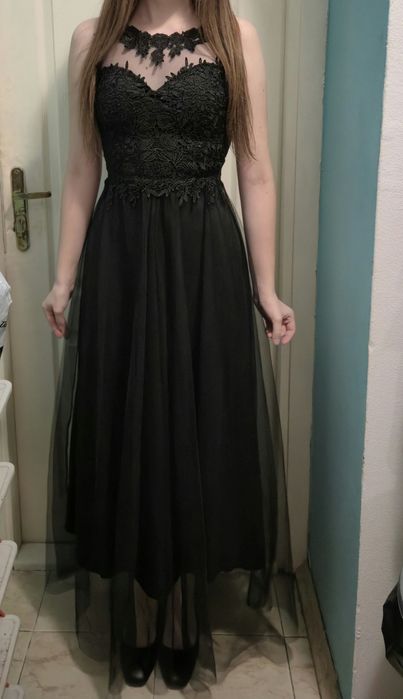 Официална дълга черна рокля