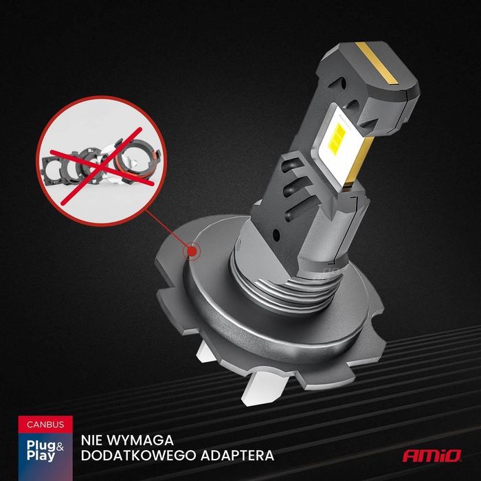 Led крушки за кола hybrid серия h7 h18 6000k canbus 60w amio-04115