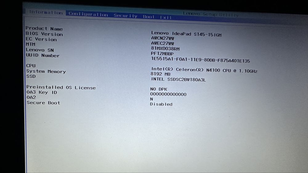 Laptop Lenovo Ideapad S145(15IGM)81MX