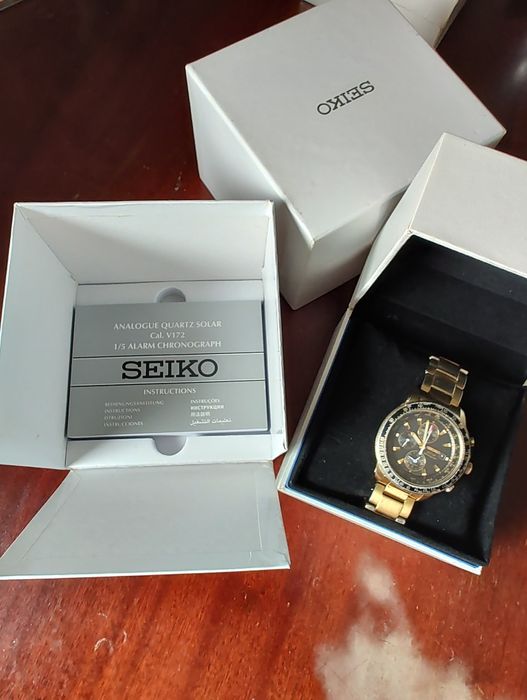 Ceas Seiko solar chronograph gold
