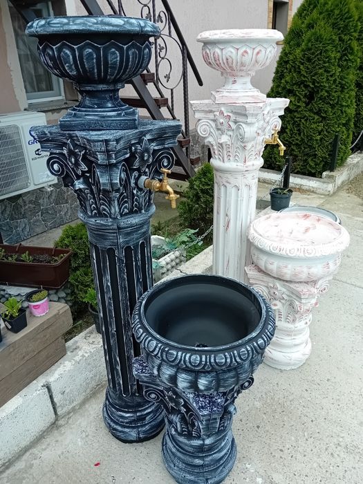 Cișmele și ghivece de grădină din ciment aditivat