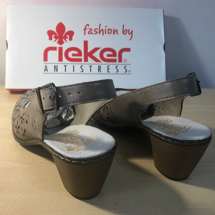 Sandale dama, Rieker, piele naturală, bej, noi + Livrare Gratis!