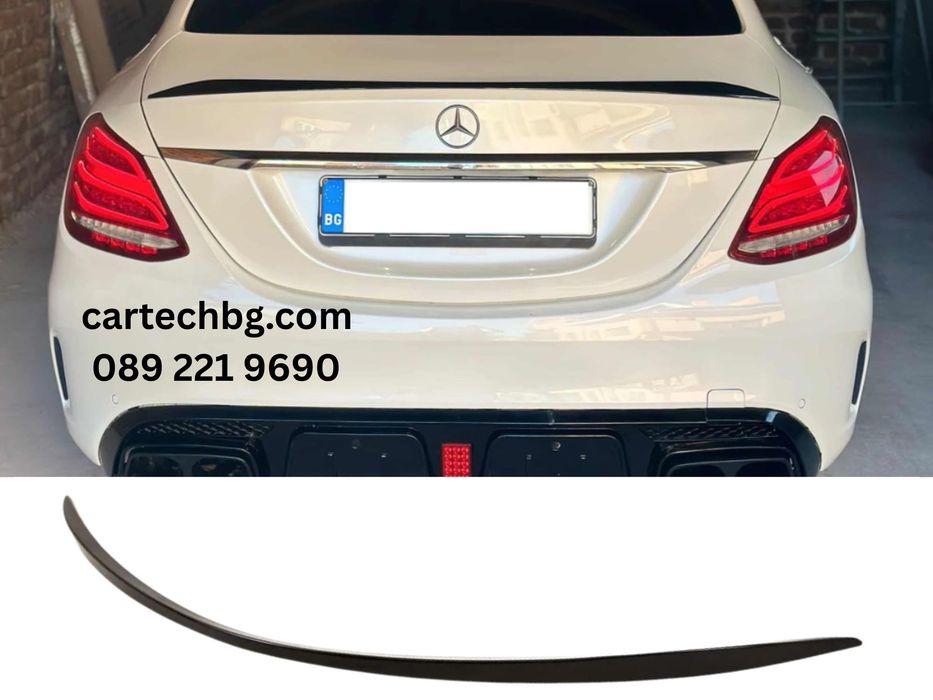 Лип Спойлер Багажник C63 AMG Дизайн Mercedes C-Class W205 - Черен Гланц НА СКЛАД!!