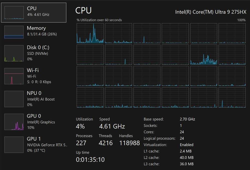 Laptop Lenovo Legion Pro 5 16IAX10 Intel Ultra 9 275HX 32GB RAM DDR5 5600 1TB 5070 8GB VRAM Ecran OLED WQXGA 2560 x 1600