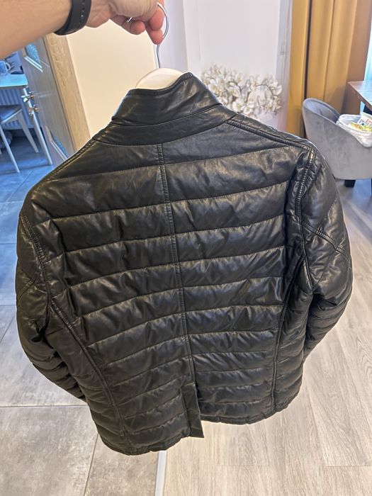 Geaca de piele cu puf Massimo Dutti