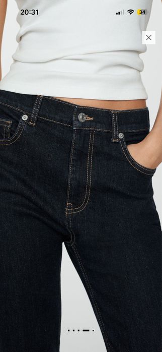 Нави дънки Mango flare и кожен панталон