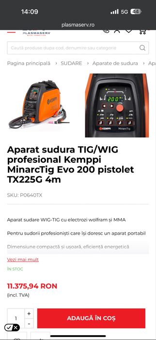 Aparat de sudura TIG / MMA Kemppi Minarc Tig Evo 200 / 200 amperi/220v