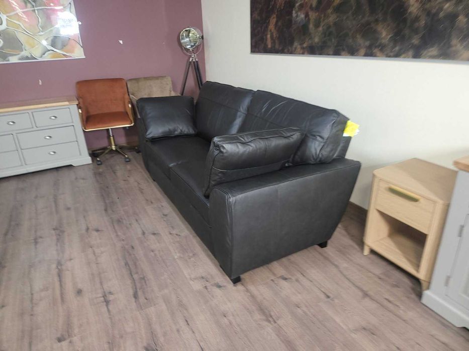 Черен кожен диван тройка Sona