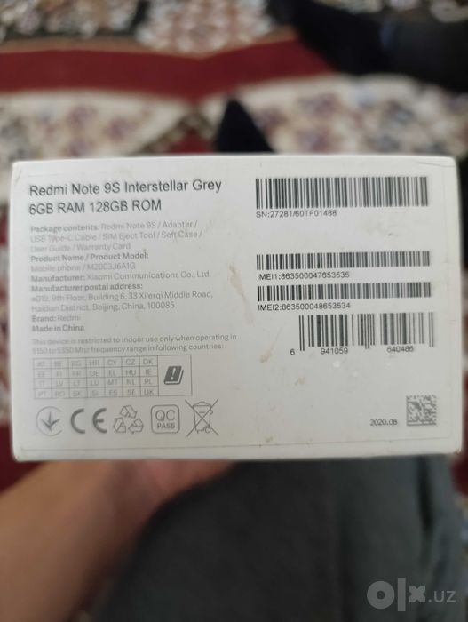 Redmi note 9 S (6/128Gb global versiya)