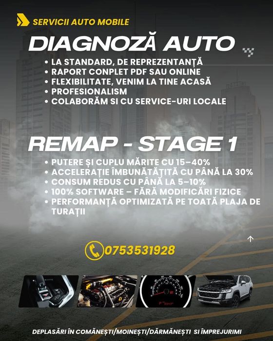 Diagnoza Tester Auto  la Standarde de reprezentanta si Remapare  Mobil