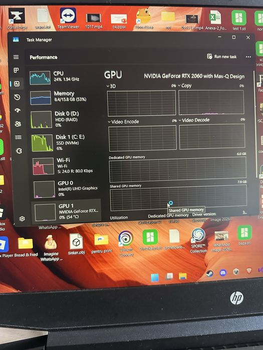 Hp pavillion 15 laptop gaming 16gb RAM i7 11 generatie rtx 2060ti 6gb si 2 tb stocare (ssd+hdd)