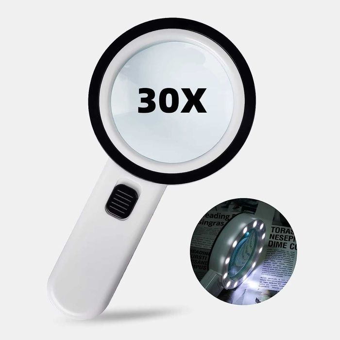Lupa de sticla 30x cu LED