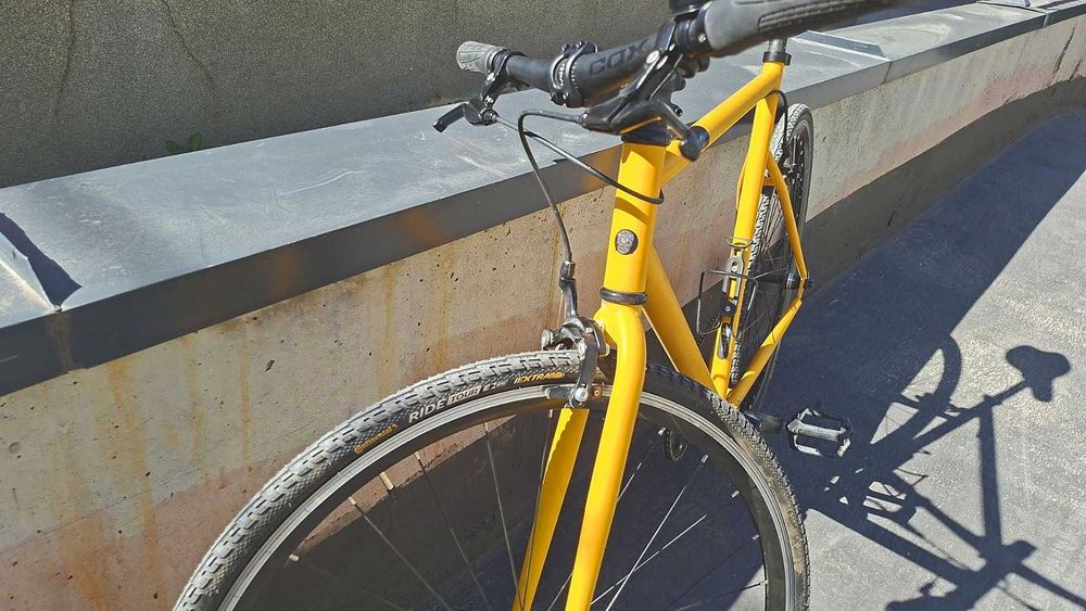 Градски велосипед Elops Single Speed 500, жълт, с ъпгрейди и нови гуми!