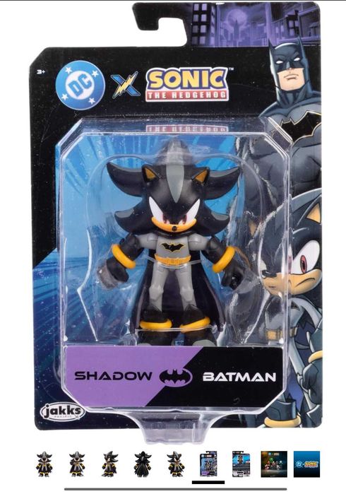 Нов DC x Sonic The Hedgehog alias Batman 6см оригинална екшън фигурка от Jakks Pacific, подвижна и детайлна, колекционерска опаковка-Sonic като Батман