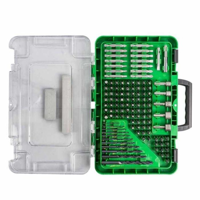 НЕМСКИ Комплект Битове И Свредла 120 Части ROCKFORCE + ЛЕД ФЕНЕР