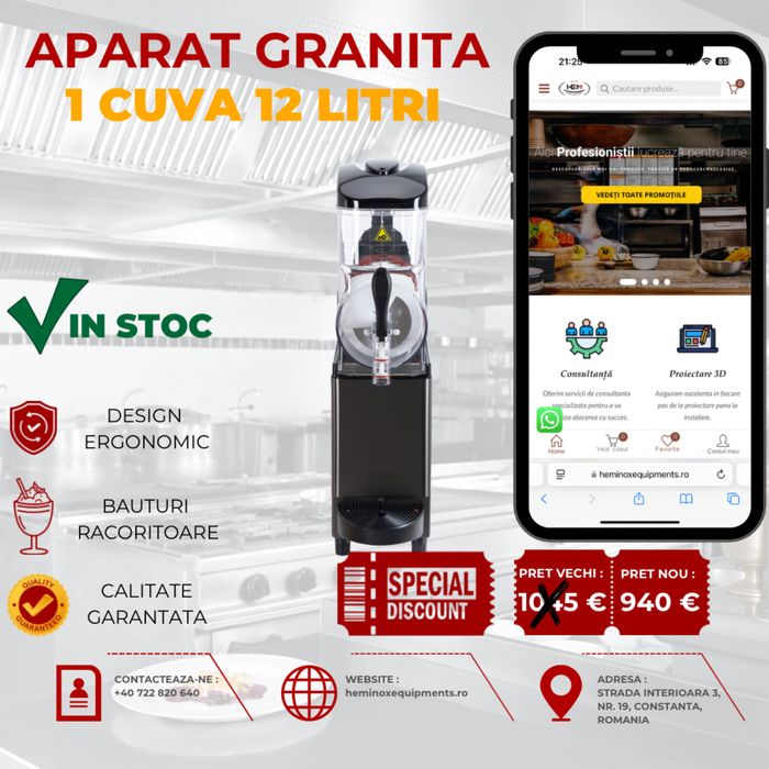 Aparat De Granita Cu 1 sau 2 Cuve 12 Litri In Stoc
