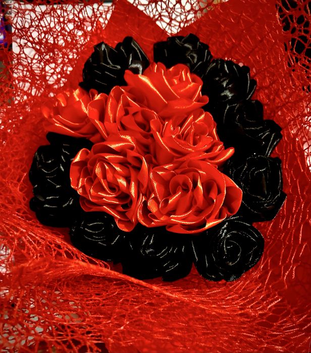 Букеты из атласных лент