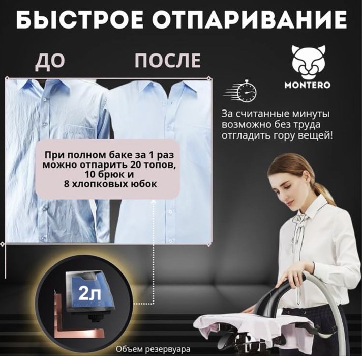Отпариватель MONTERO PRO S200 розовый
