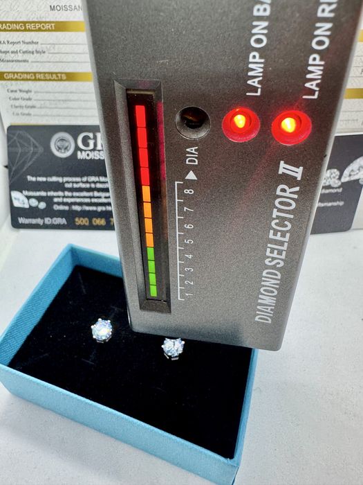 Сребърни обеци с мойсанит (Диамант) 1 карат