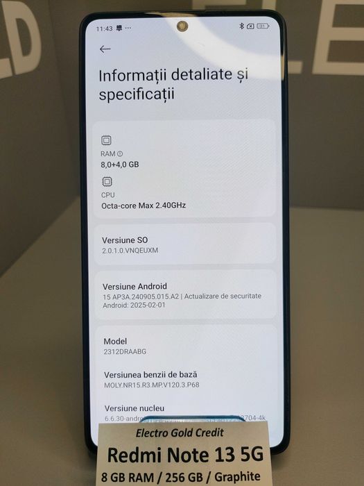 Xiaomi Redmi Note 13 5G 8GB RAM/256GB/Graphite Black/ ID1827-AG2