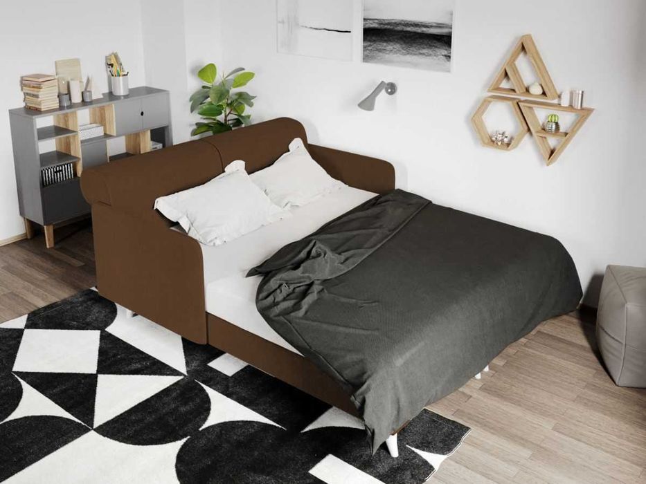 Divan dublu / Pat matrimonial tapitat Maro Round Rabatabil