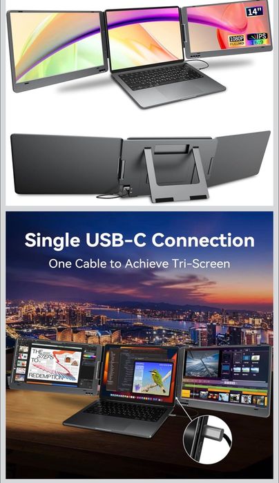 Monitor portabil dublu 14” – Triple Laptop Screen Extender