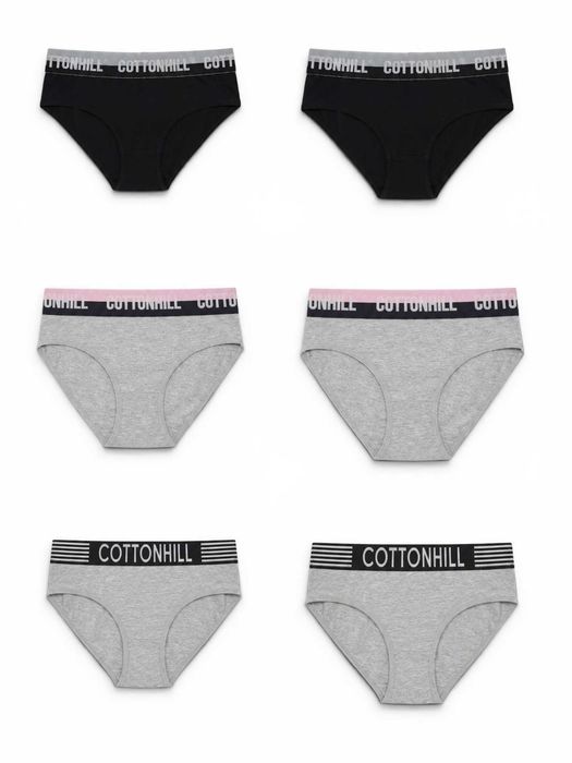 Комплект дамски бикини Cottonhill от 6 броя, Памучно спортно бельо с широк ластик