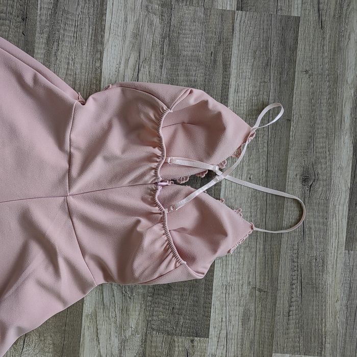 Официална розова и жълта рокля