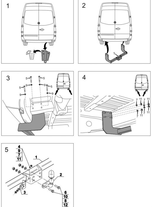 Carlig Remorcare Sprinter Crafter 2006 - 2017 Pentru Bară Spate Simplă