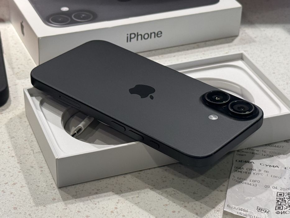iPhone 16 128GB Black – Като НОВ, 100% Батерия, Гаранция 18м.!