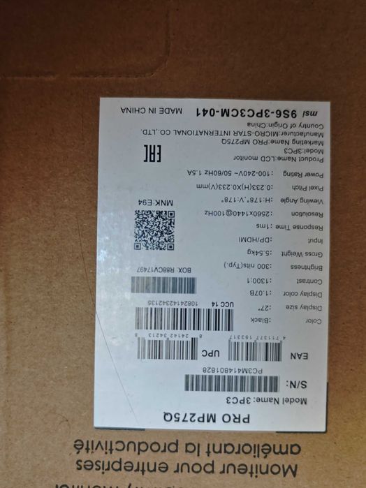 Монитор MSI mp275q 27