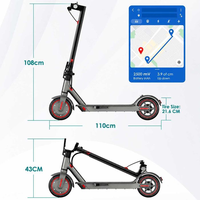 Електрическа тротинетка D8 Pro 350W | 31 км/ч, до 30 км пробег, APP, нова