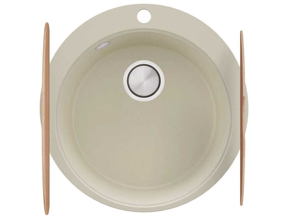 Бежава кръгла кухненска гранитна мивка Пиза 50 Top 530 x 530 мм