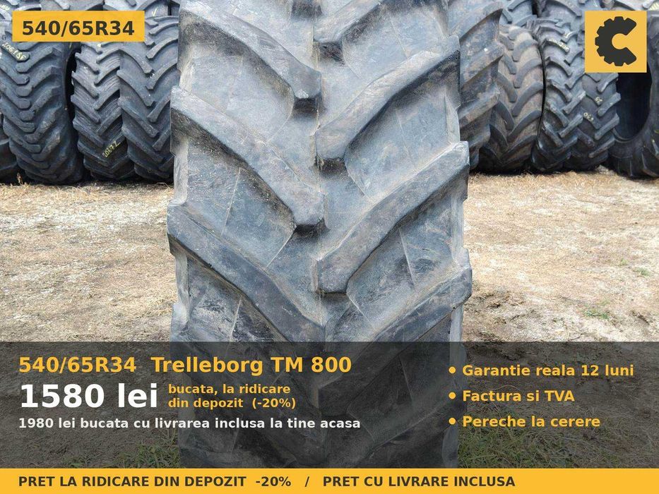 Cauciucuri 540/65R34 Trelleborg TM800 ANVELOPE Tractor Spate 4x4 Deutz Valtra Steyr SH GARANTIE Factura TVA Livrare