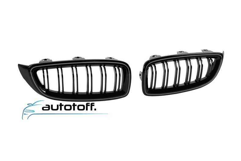 Grile duble iluminate compatibile cu BMW Seria 4 F32 F33 F36 (13-20) Negru lucios cu LED