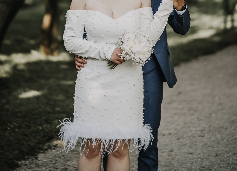Rochie eleganta de cununie -  perle & pene