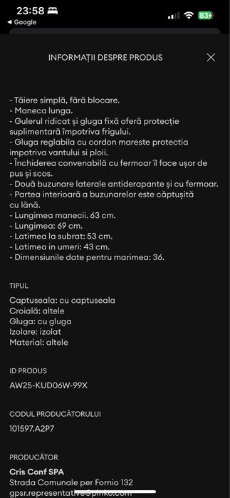 Geaca Pinko de iarna